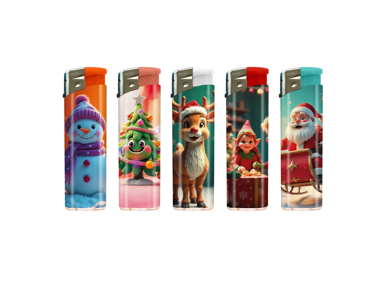 Accendino Atomic Electronic Lighter F11 Softflame ricaricabile Funny X-Mas 2025 50 pezzi assortito