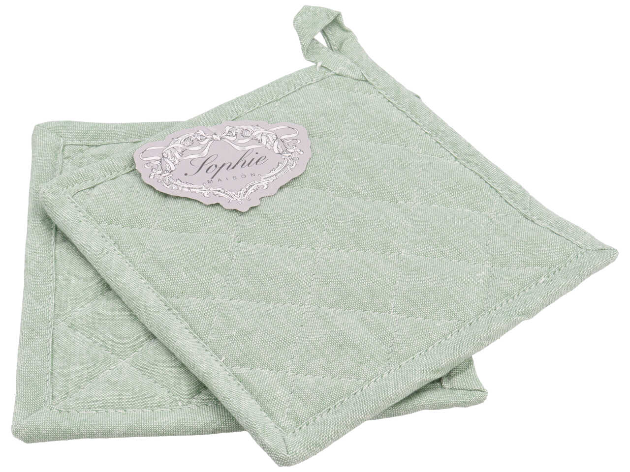 Presine linea Ajour di colore salvia set 2 pezzi