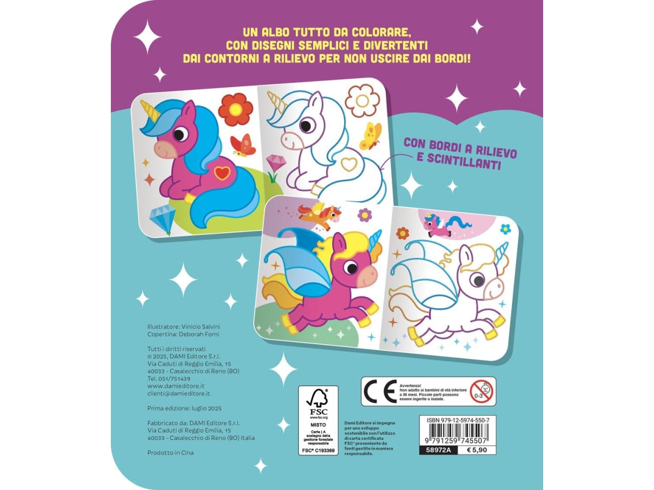 Colora gli unicorni scintillanti