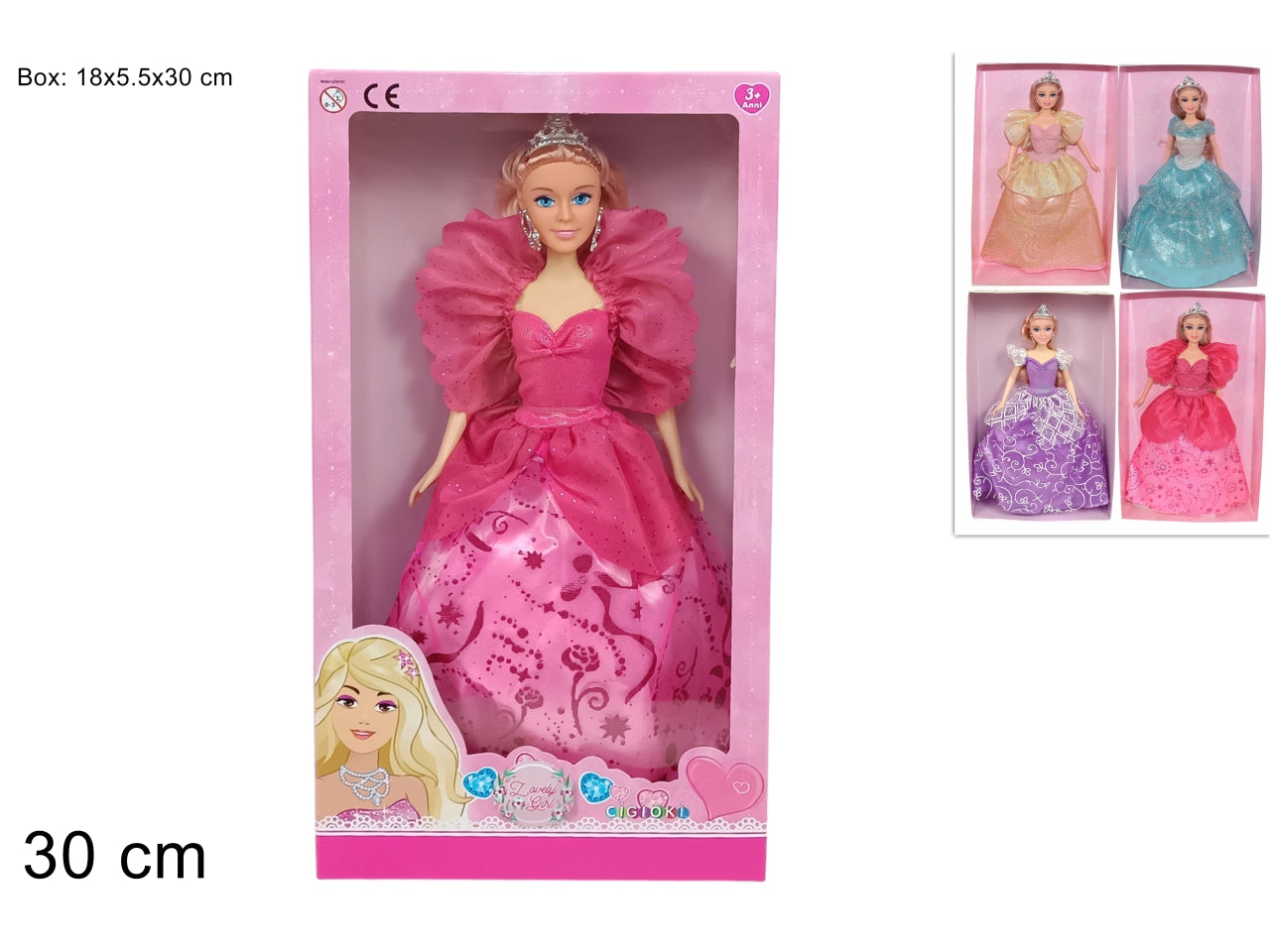 Bambola con abito glitterato colori assortiti