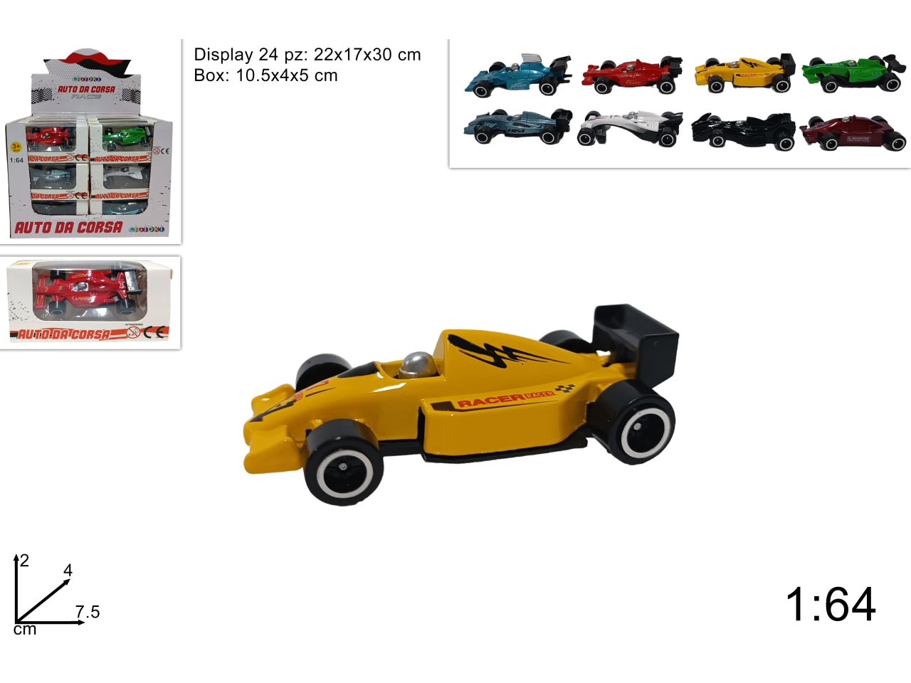 Macchina da corsa metallo colori assortiti