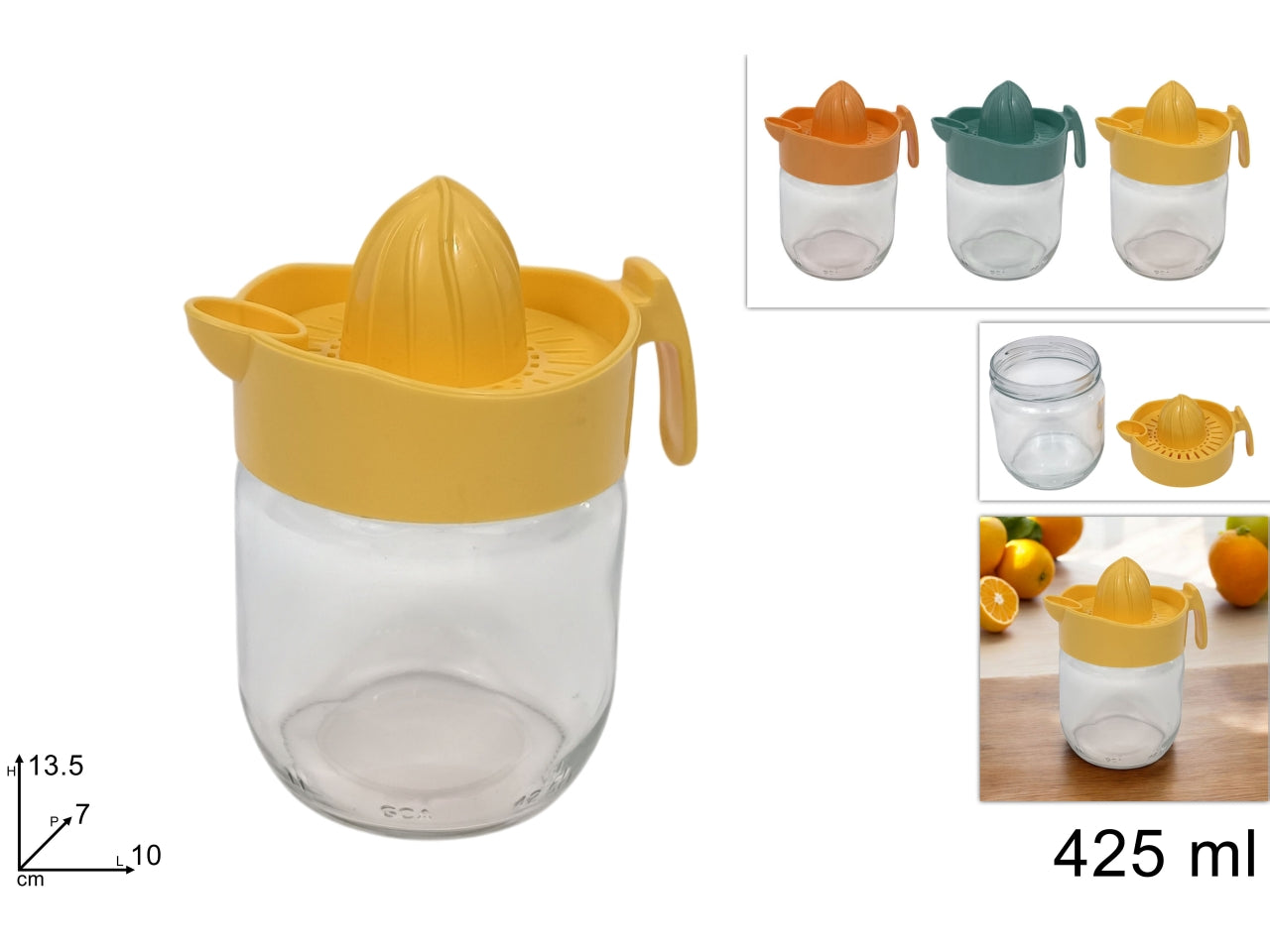 Spremiagrumi vetro 425ml colori assortiti