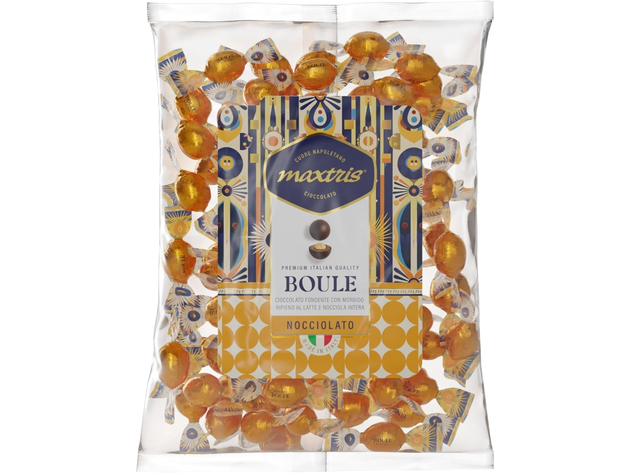 Maxtris boule nocciolato con nocciola intera, busta da 1kg