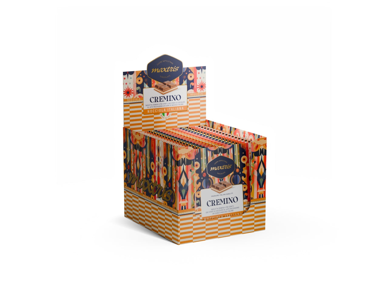 Maxtris tavoletta cremino con triplo strato di cioccolato al latte e pasta di nocciola 70gr