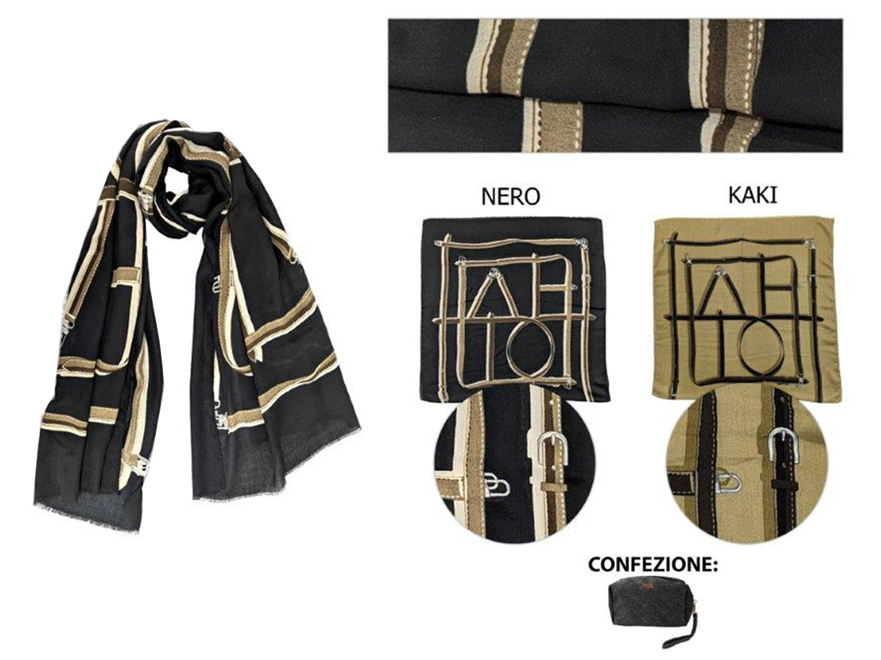 Sciarpa stampata basile colore nero