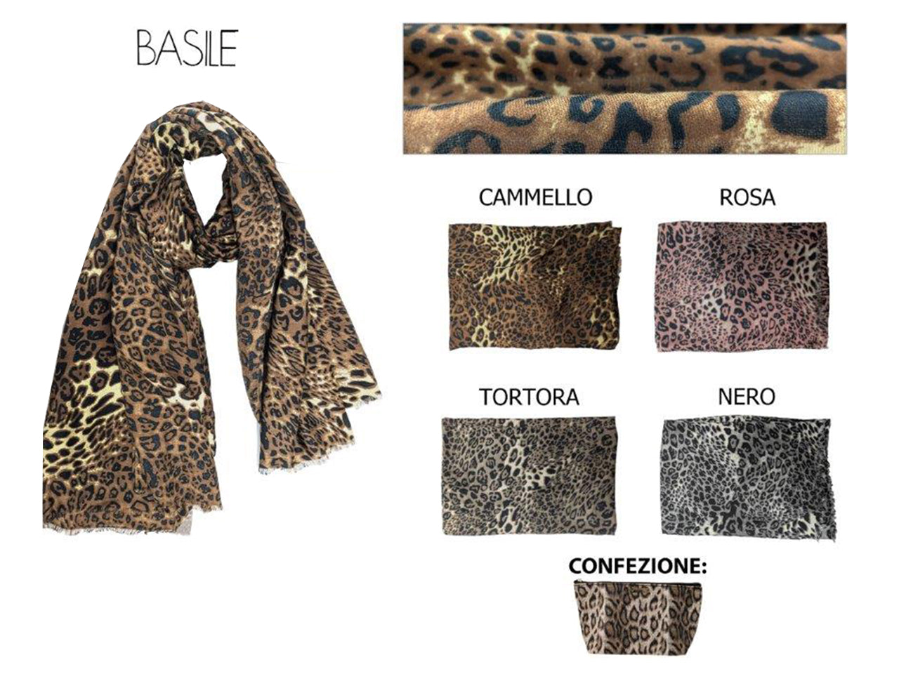 Sciarpa animalier basile colore tortora