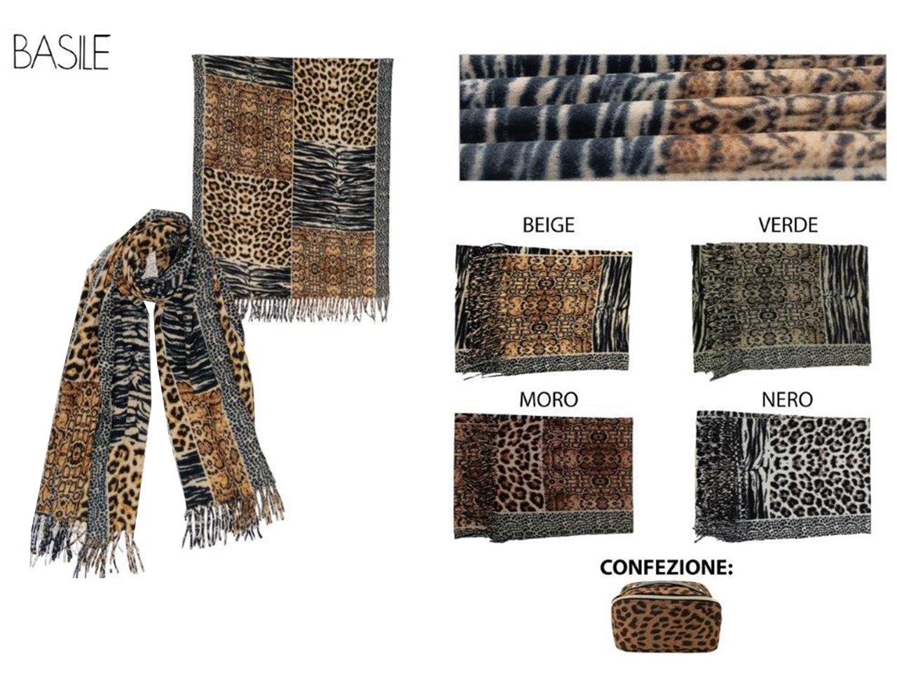 Sciarpa animalier basile colore nero