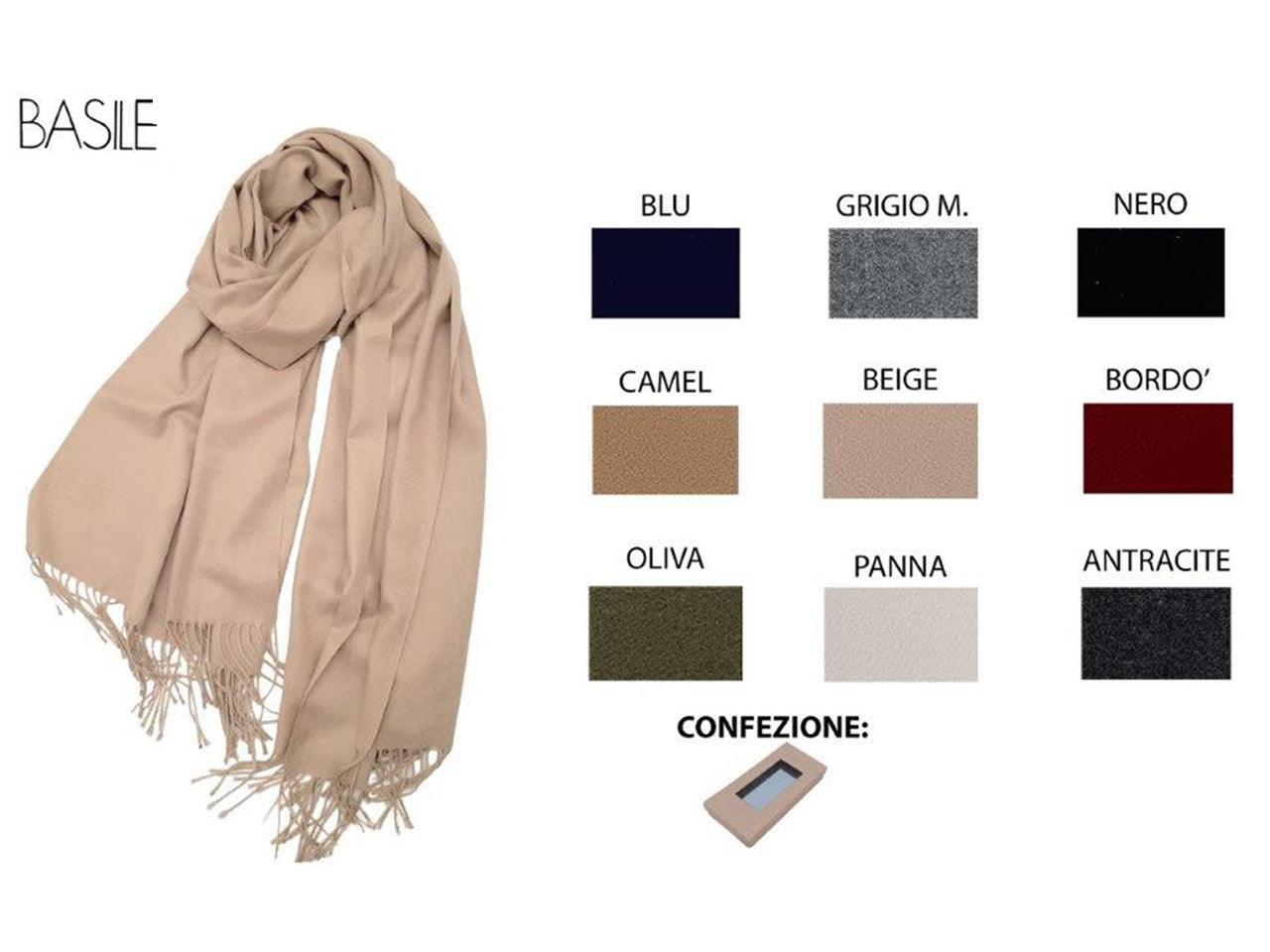 Stola basile tinta unita colori assortiti