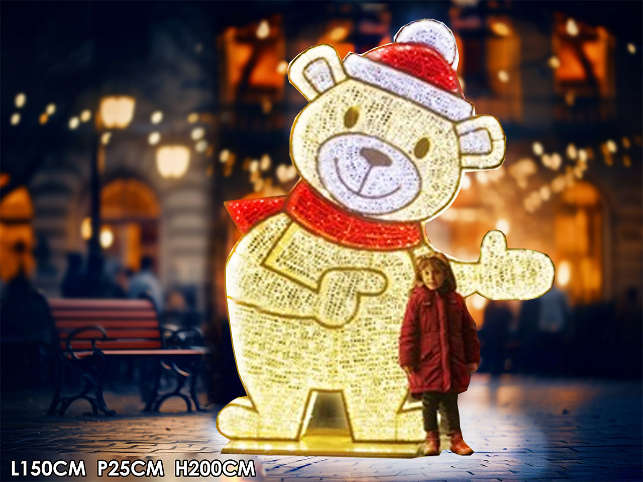 Orsetto luminoso 150x25x200cm