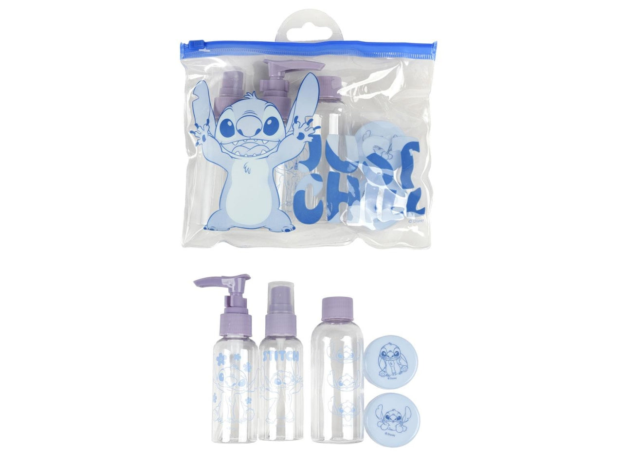 Stitch set igiene personale bottiglie da viaggio