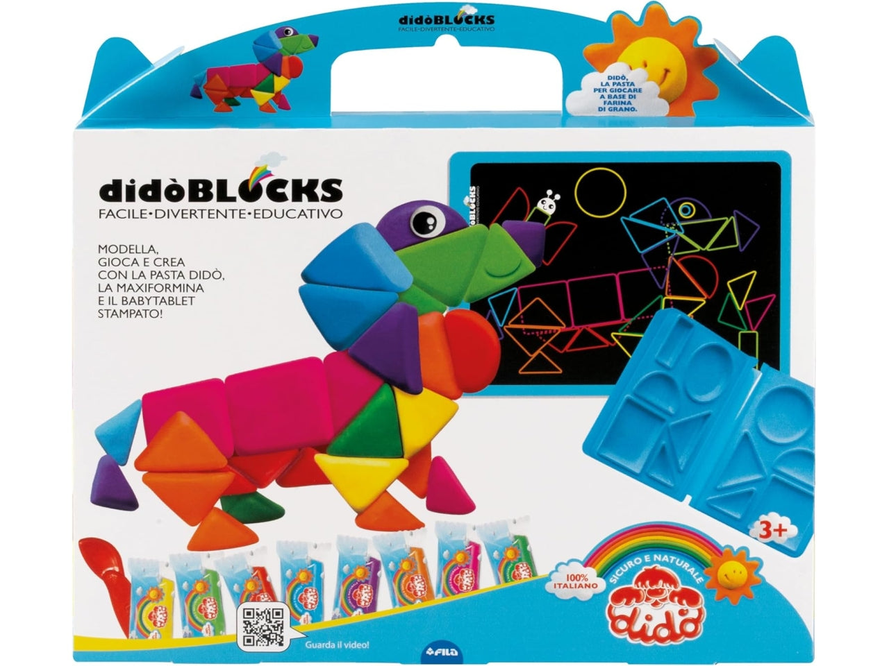 Pasta modellabile Didò Blocks Bassotto con maxiformina e baby tablet stampato