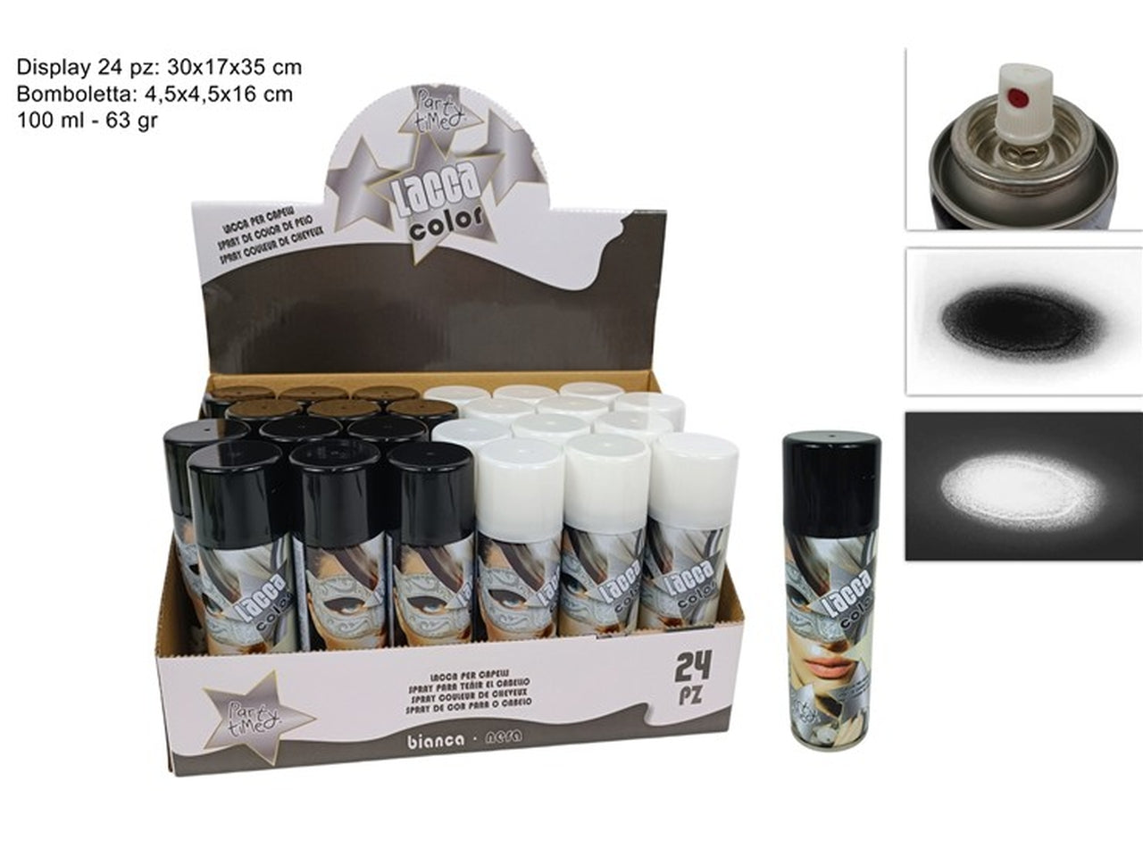 Lacca per capelli spray 100ml bianca e nera