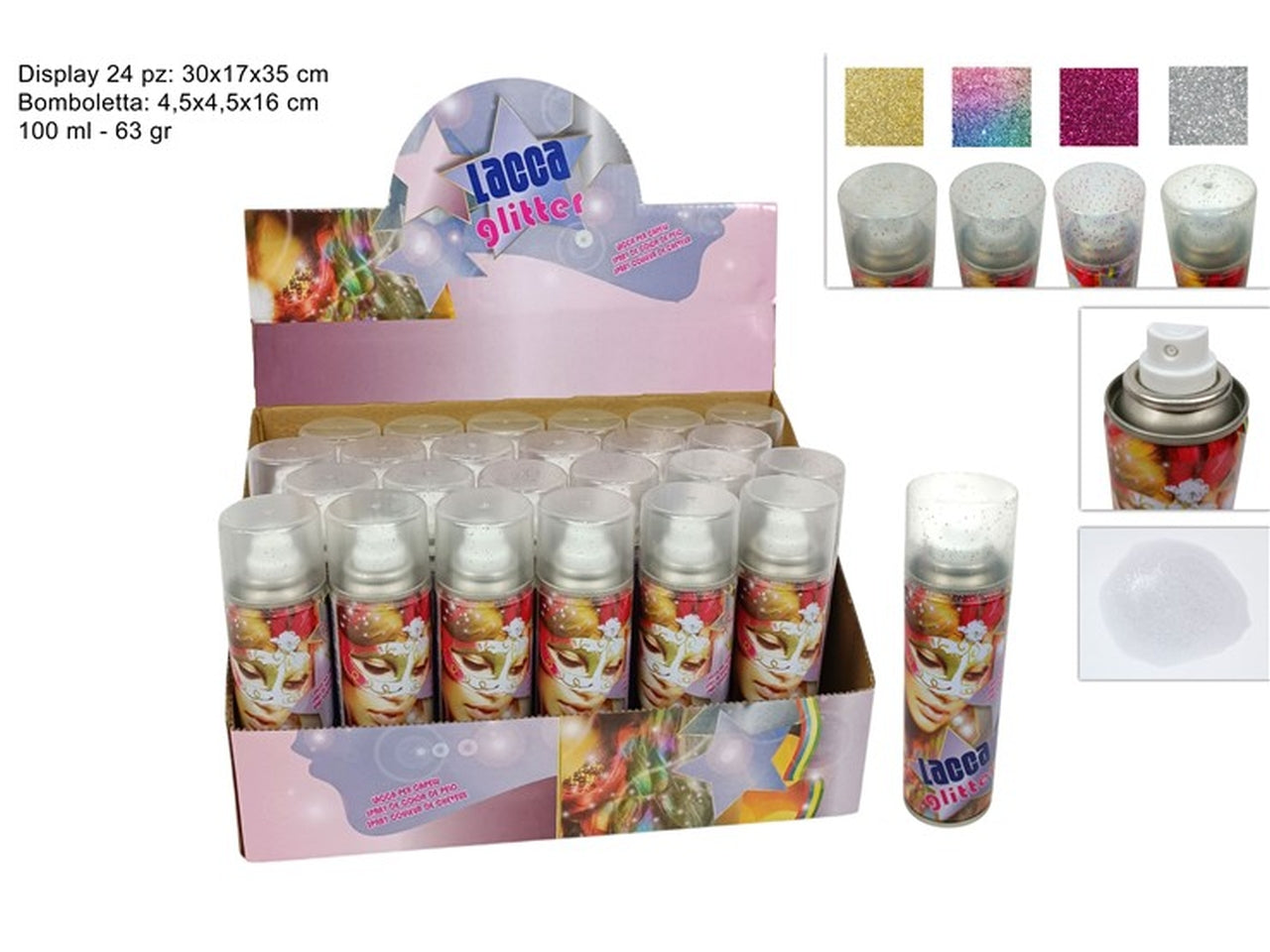 Glitter per capelli spray 100ml colori assortiti