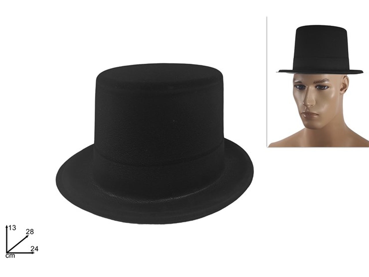 Cappello cilindro floccato nero