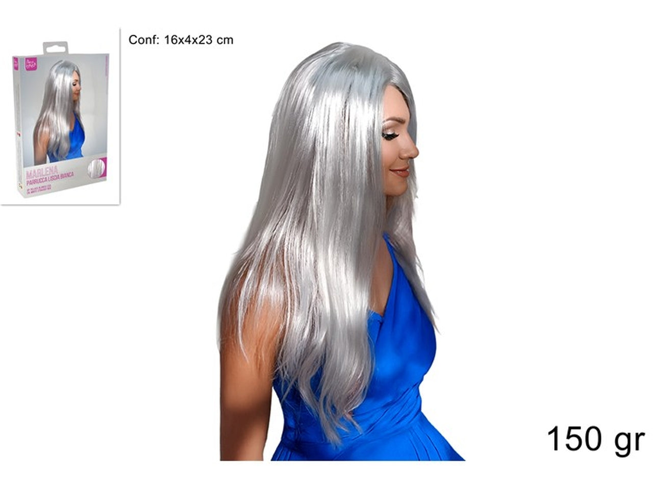 Parrucca lunga liscia bianca