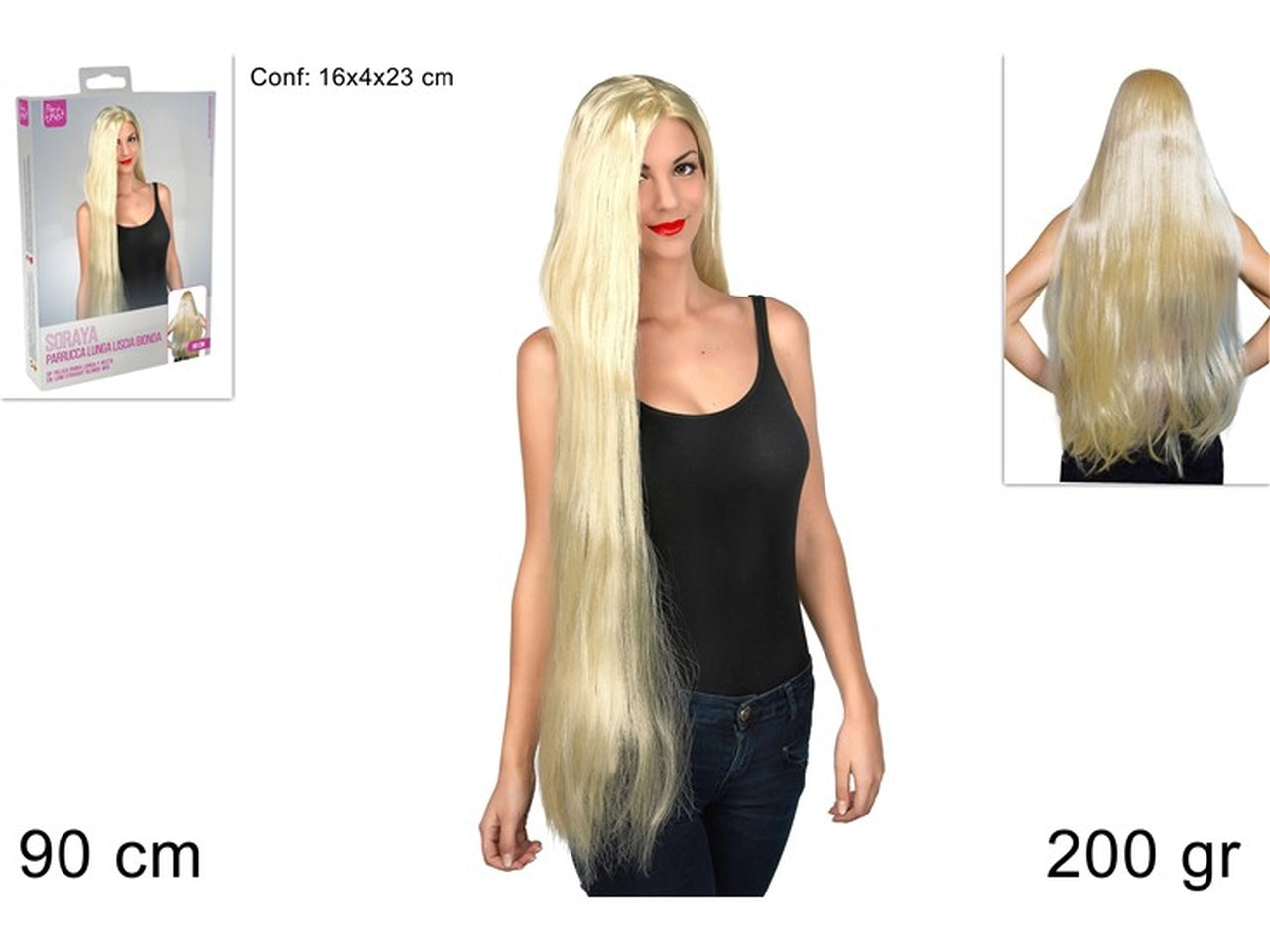 Parrucca lunga liscia bionda 90cm