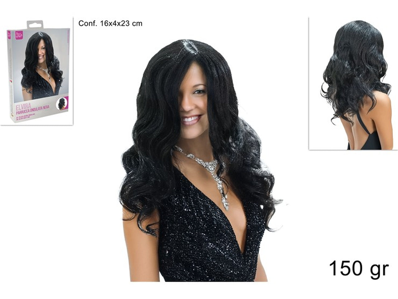 Parrucca lunga ondulata nera