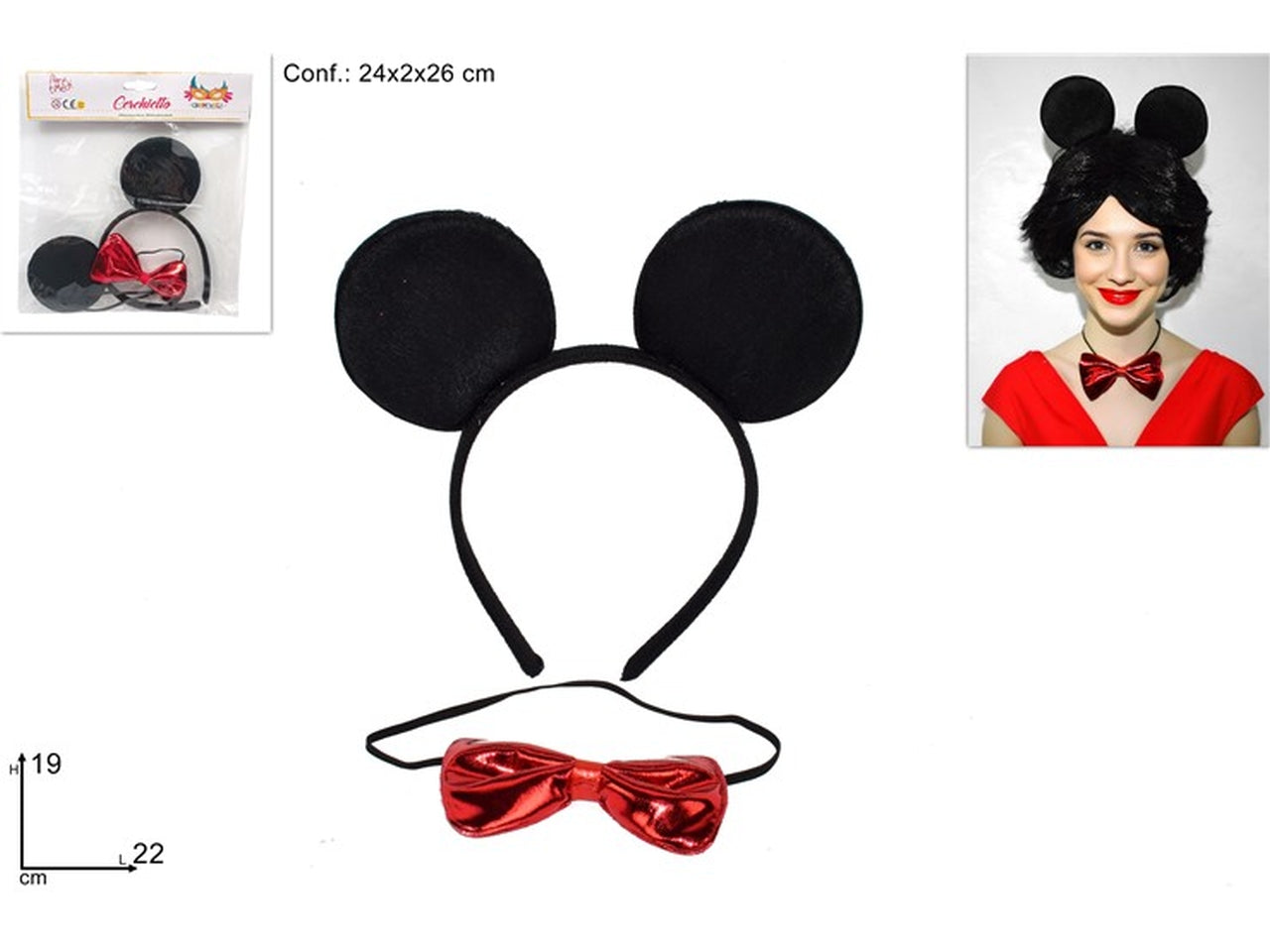 Cerchietto orecchie topolino e papillon