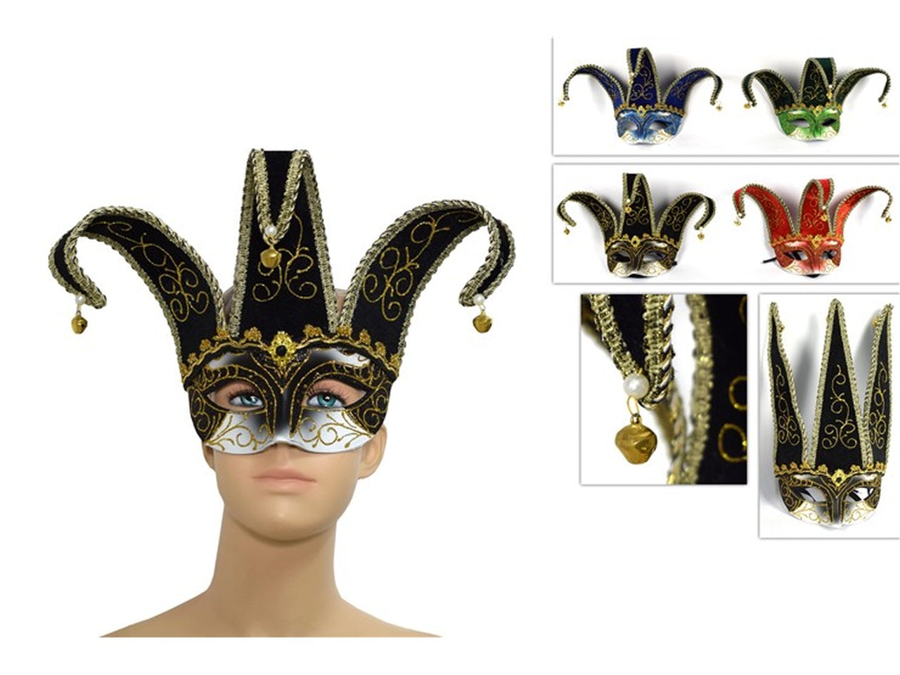 Maschera con campanellini colori assortiti