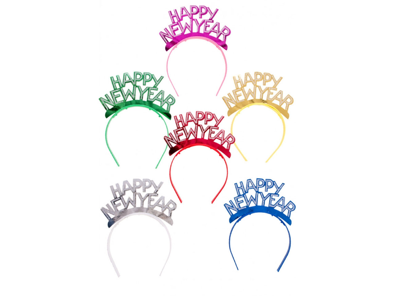 Cerchietto happy new year, confezione da 25 pezzi in colori assortiti