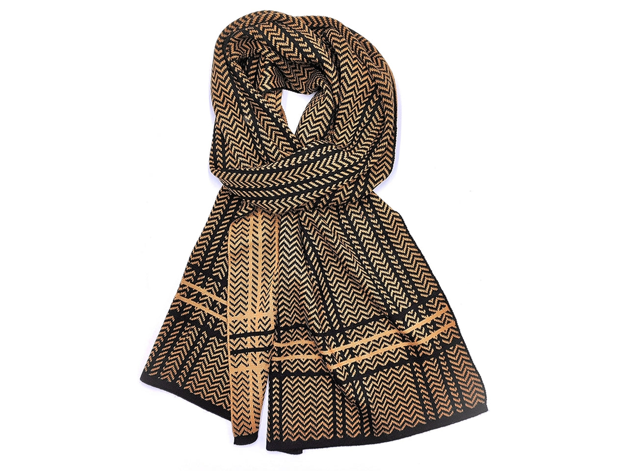 Sciarpa jacqard righe cammello30x180cm