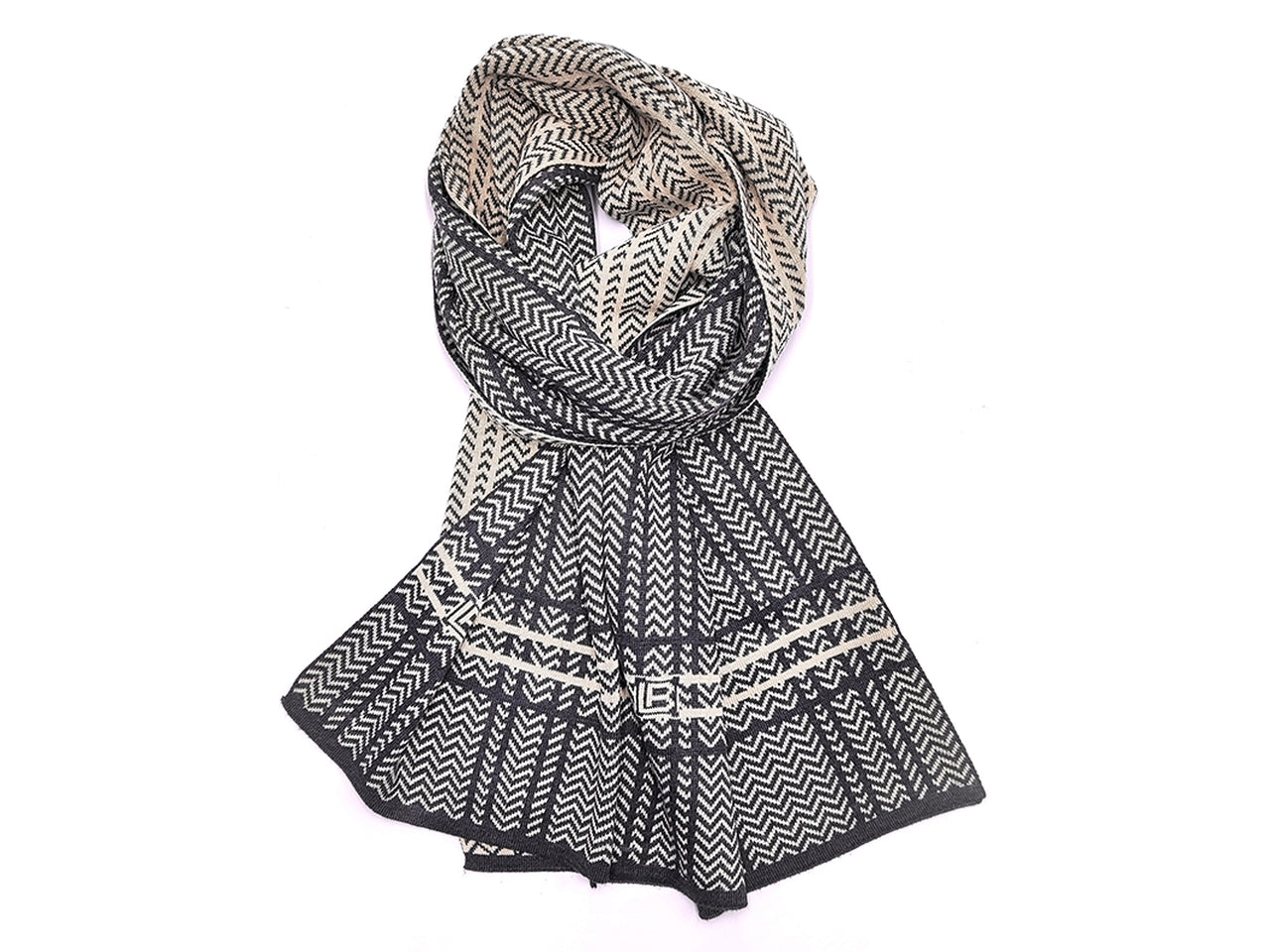 Sciarpa jacqard righe grigio 30x180cm