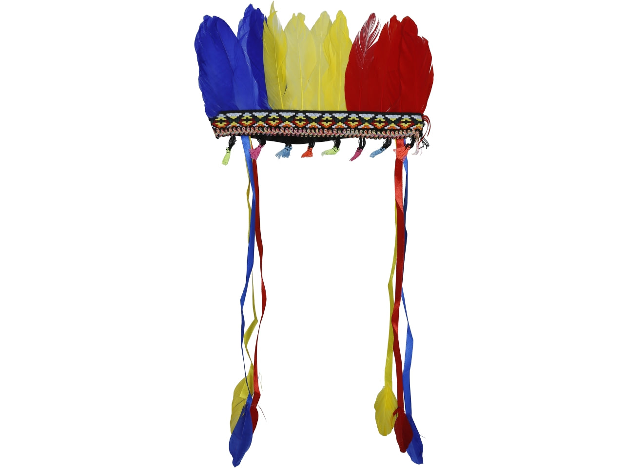 Copricapo indiano con piume multicolore