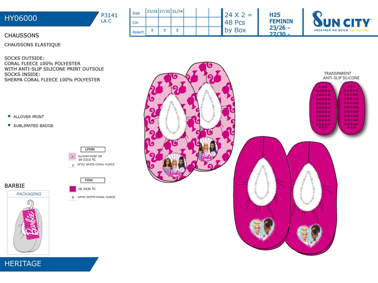 Barbie pantofola invernale antiscivolo misure dalla 23/26 alla 31/34 23-34
