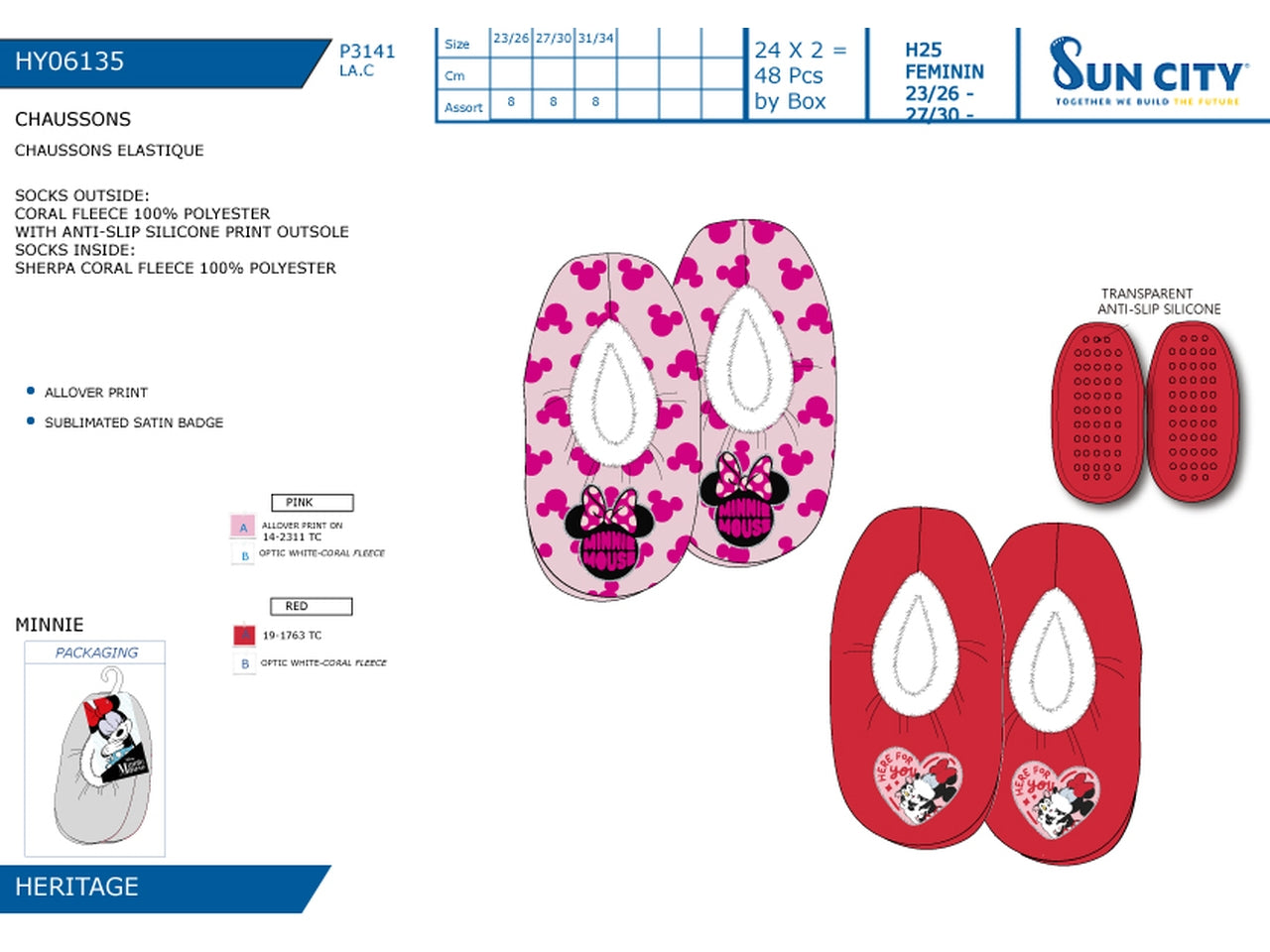 Minnie pantofola invernale antiscivolo misure dalla 23/26 alla 31/34 23-34
