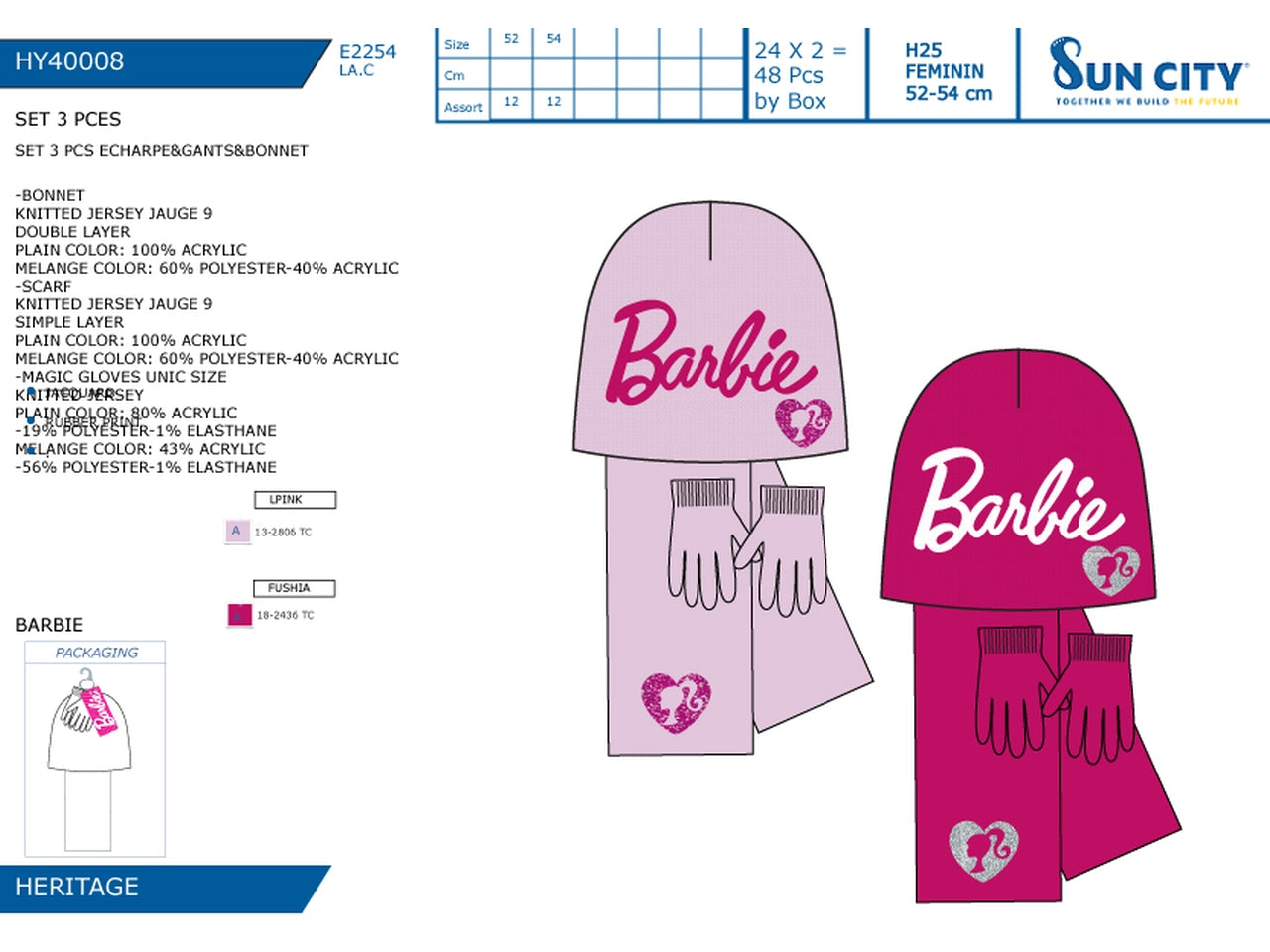 Barbie cappello guanti e sciarpa