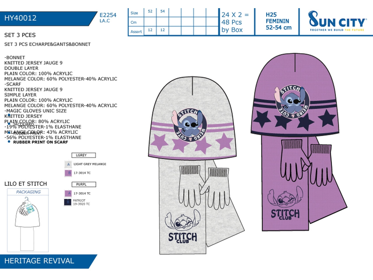 Lilo e stitch cappello guanti e sciarpa