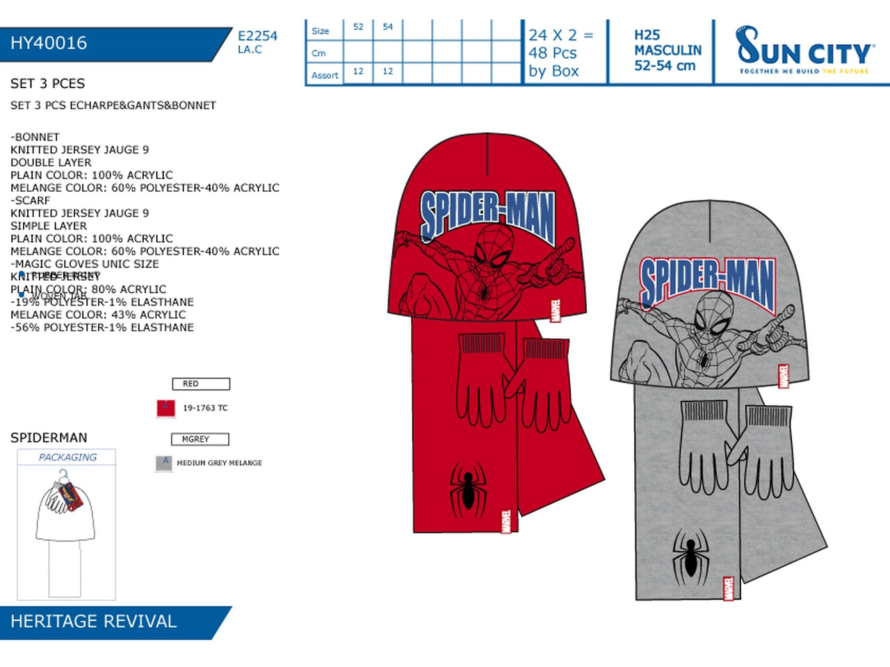 Spiderman cappello guanti e sciarpa