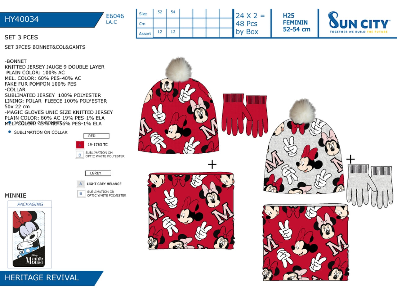 Minnie cappello guanti e sciarpa