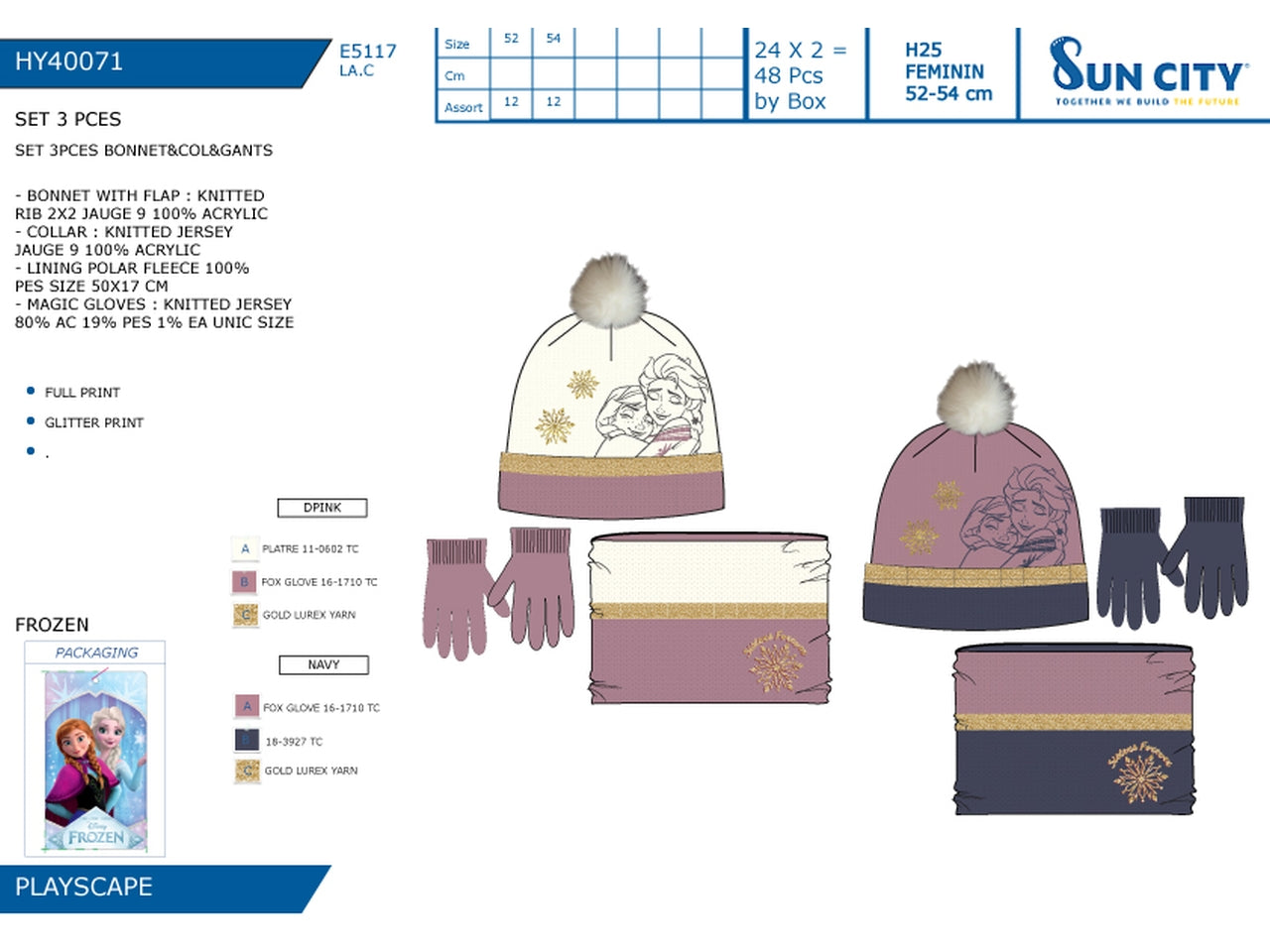 Frozen cappello guanti e collo