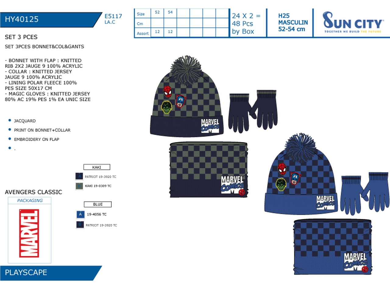 Avengers cappello guanti e collo