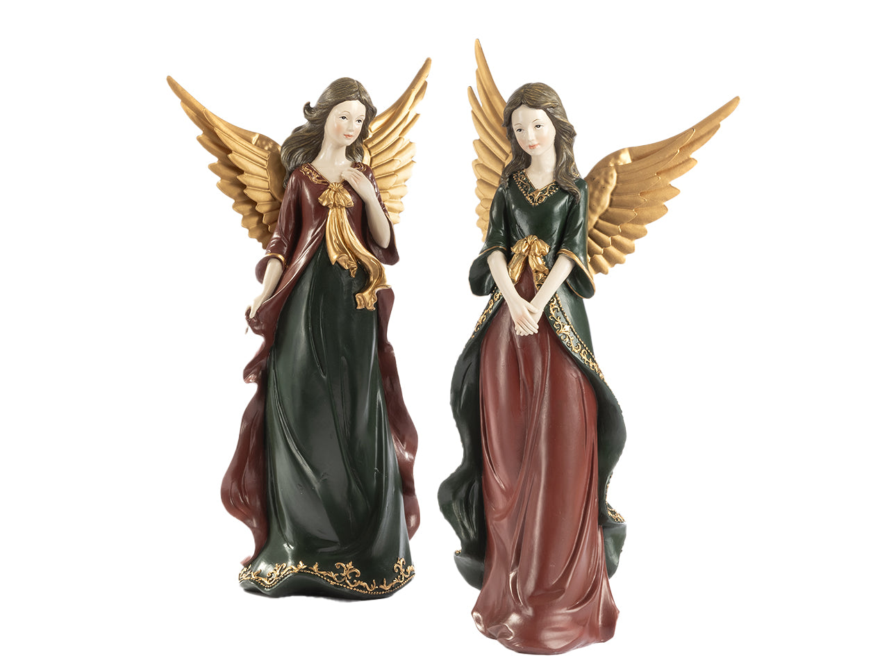 Angelo in resina 41,5cm con ali in metallo, modelli assortiti