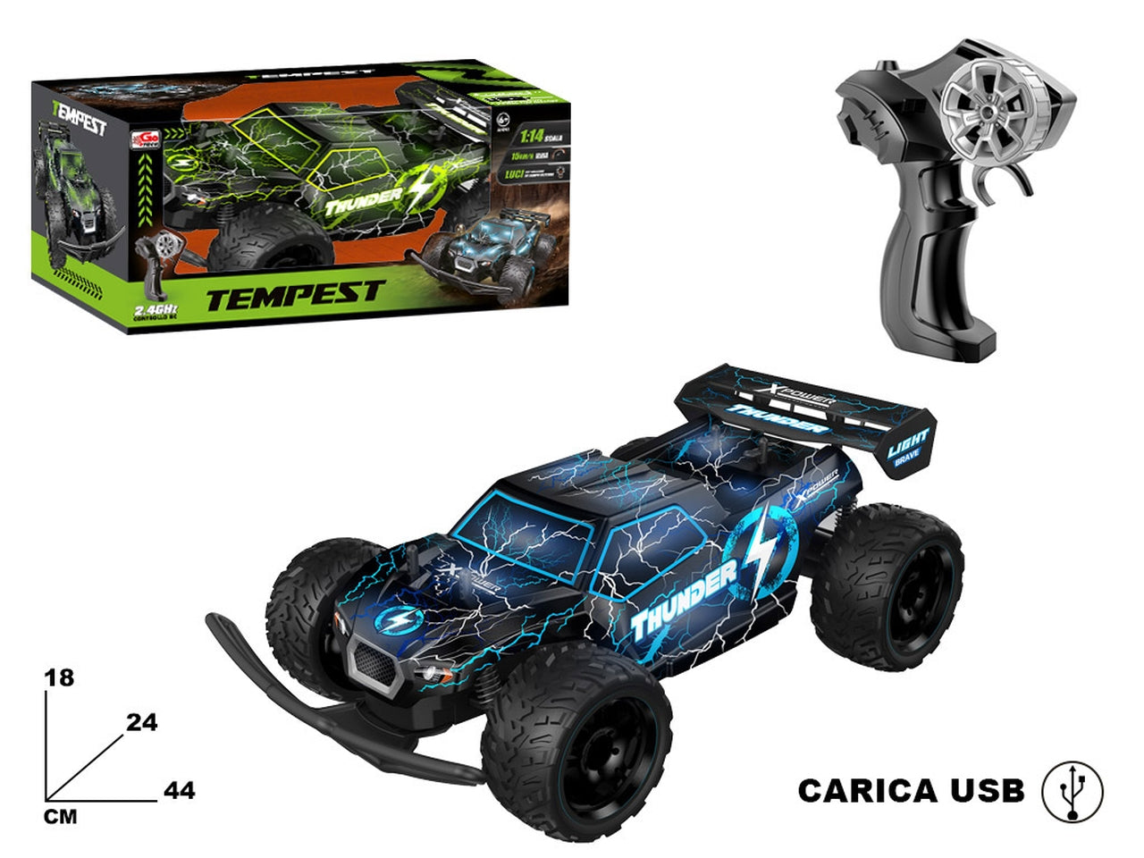 Auto radiocomandata tempest 1-14 con carica usb