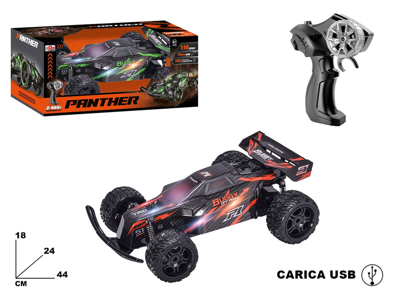 Auto radiocomandata panther 1-14 con carica usb