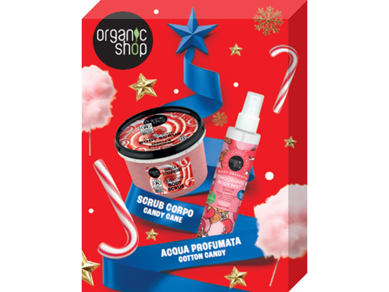 Organic shop set scrub candy cane e acqua profumazione cotton candy