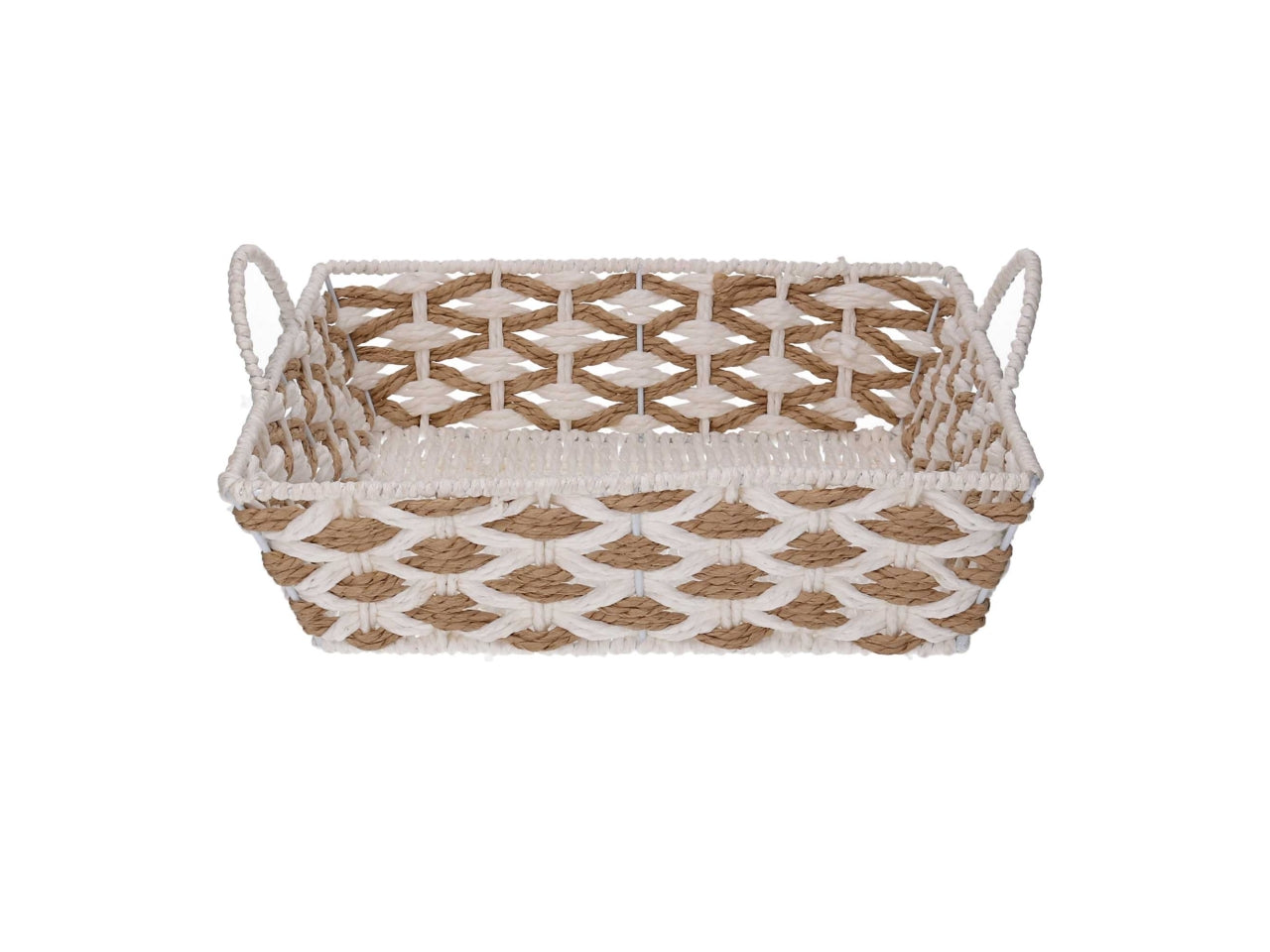 Cesta intrecciato naturale/bianco 31x31xh.8,5cm