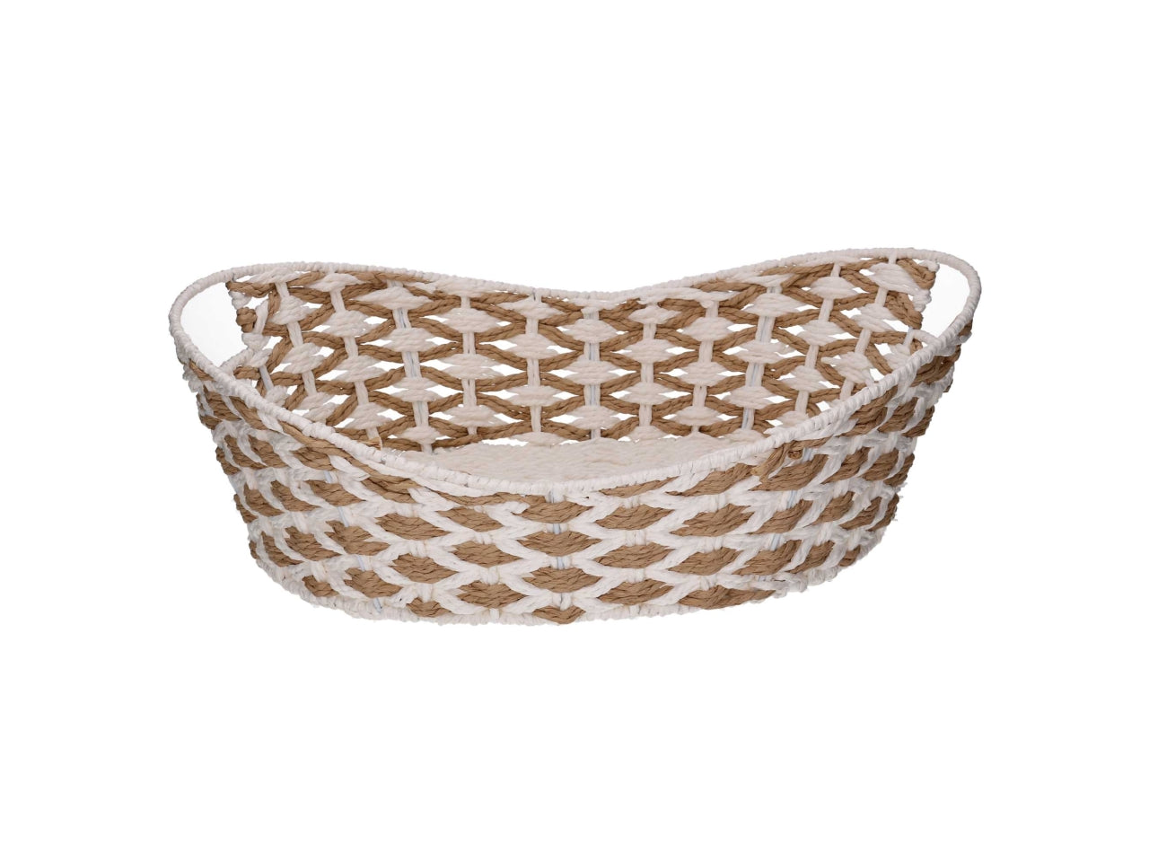 Cesta ovale intrecciato naturale/bianco 47x35xh.11,5/16,5cm