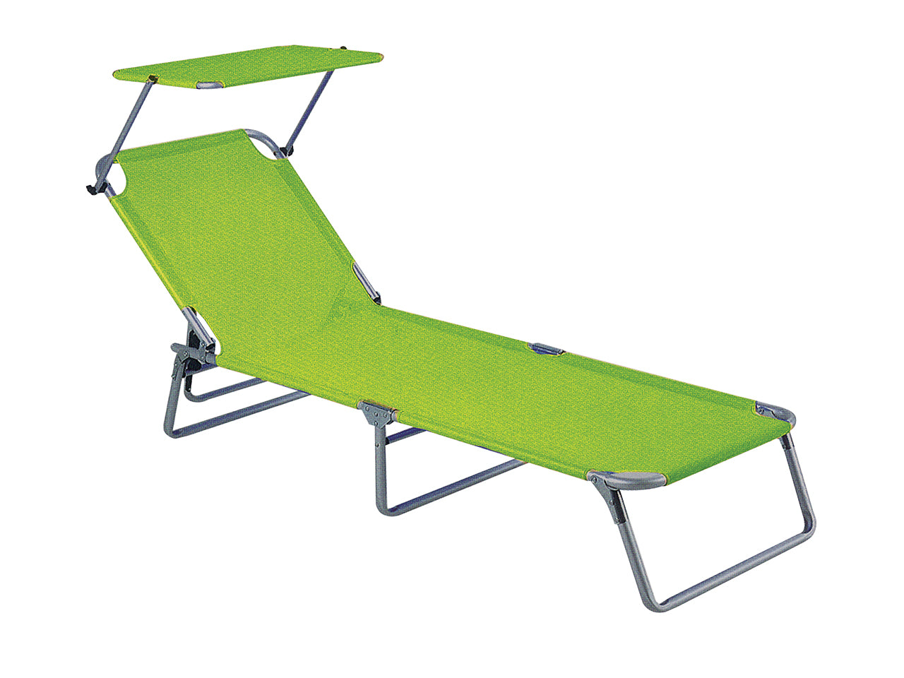Lettino Sand pieghevole c/parasole 186x54x24cm verde