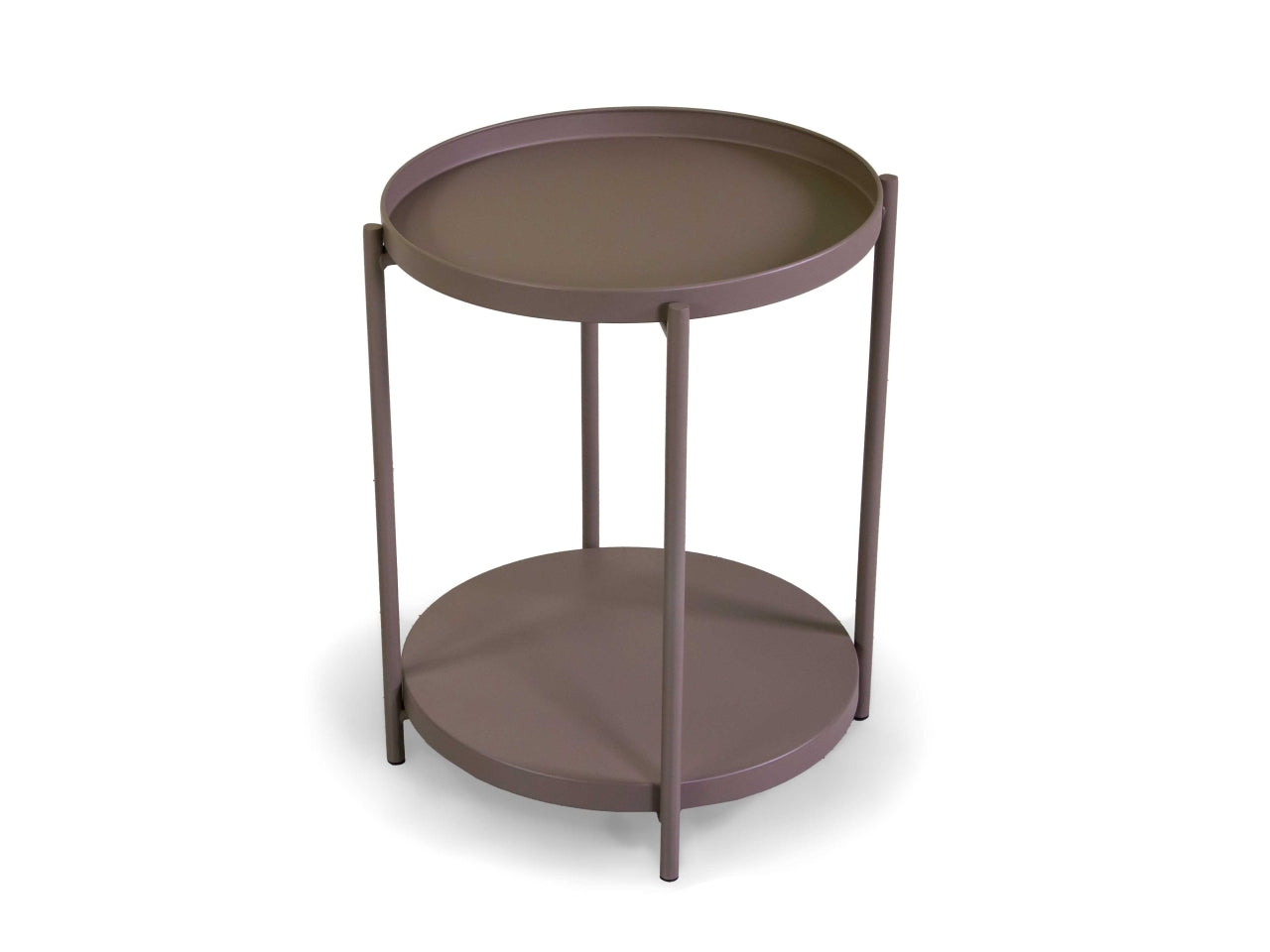Tavolino metallo Hiro tortora tondo 2 piani d.40xh.50cm