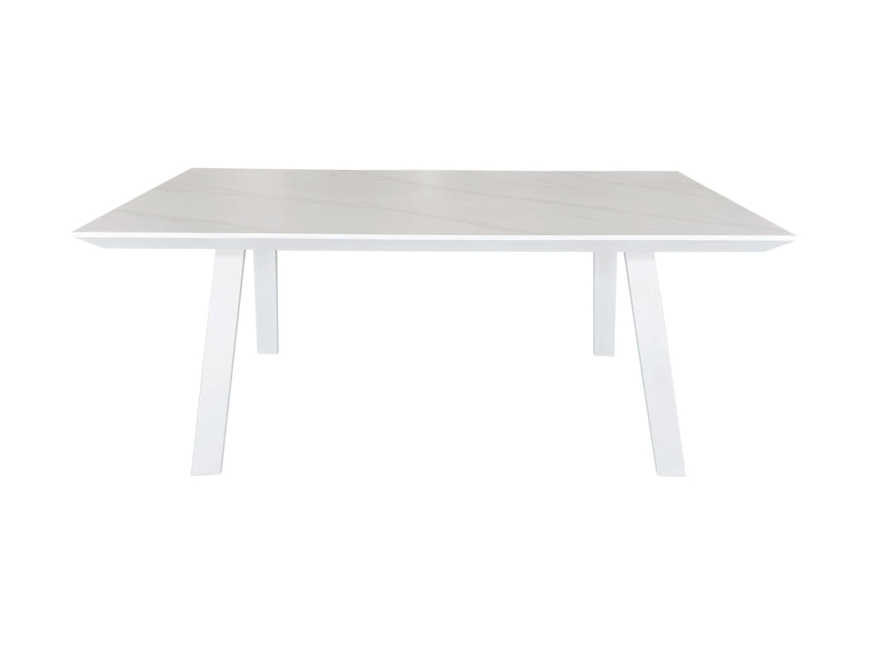 Tavolo alluminio Moody bianco con top pietra sinterizzata bianco 180x90xh.75cm