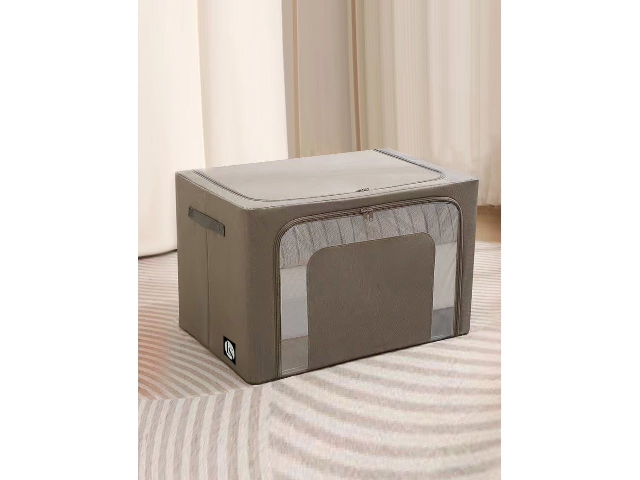 Scatola porta biancheria con struttura in metallo e poliestere 50x40x32cm