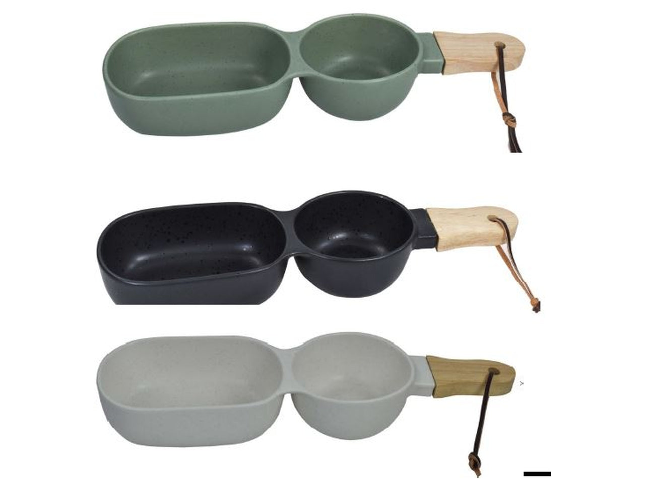 Set 2 Ciotoline in ceramica con manico in legno 34,5X9X5X5X5 cm