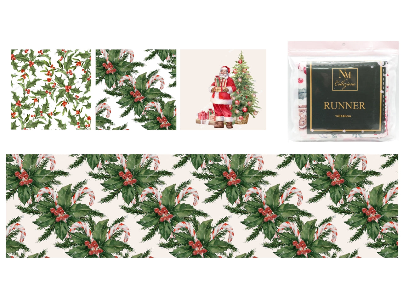 Runner Nata 45x140cm con 3 assortimenti di disegni