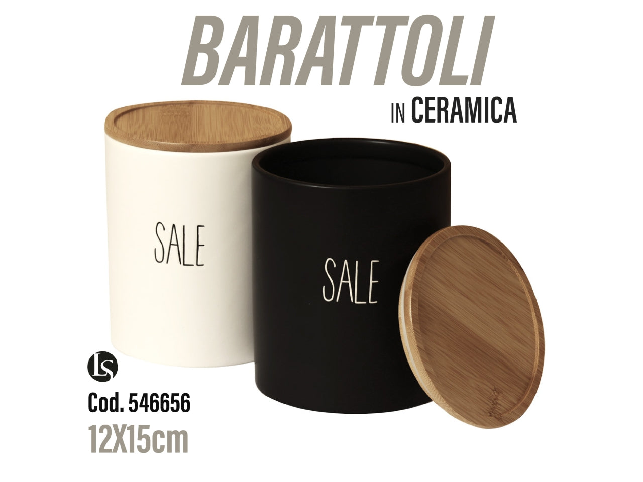 Barattolo ceramica sale colori assortiti 12x15cm
