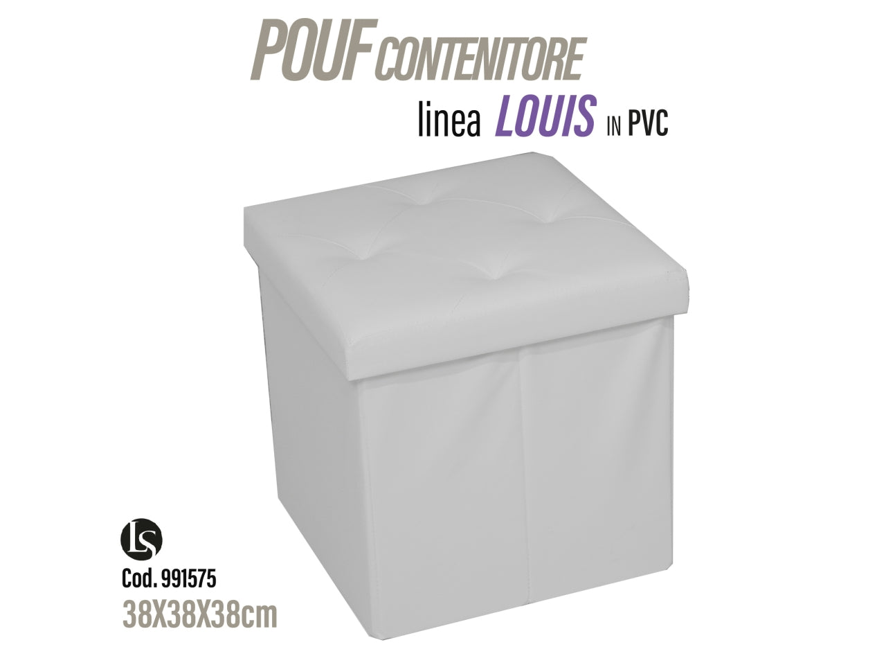 Uni pouf pvc 38x38x38cm di colore bianco
