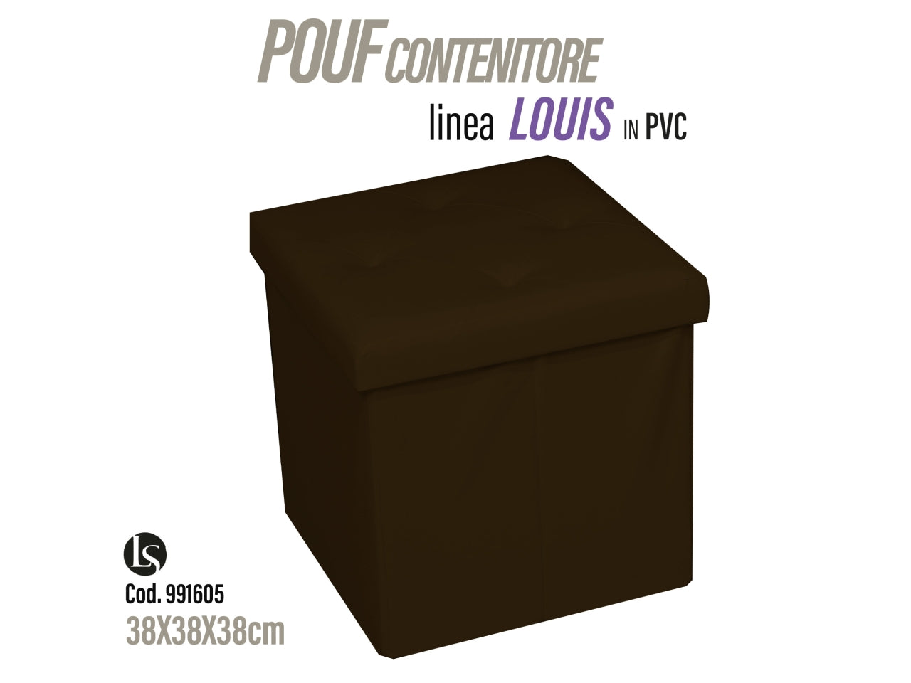 Uni pouf pvc 38x38x38cm di colore marrone